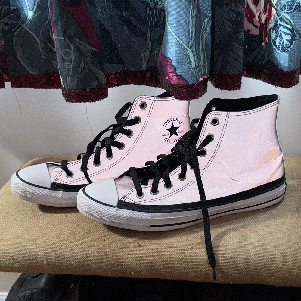 Converse Reflective Black and Gray High-Top Sneakers 9.5